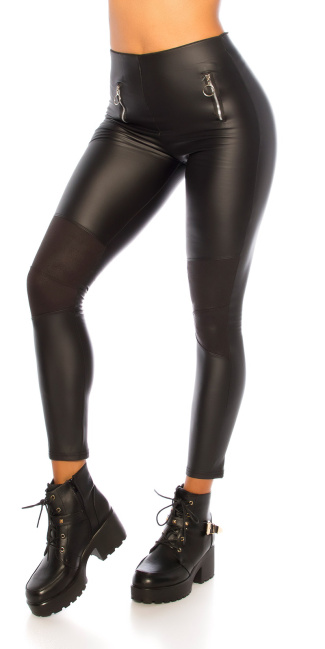 faux leggings met deco ritssluitingen zwart